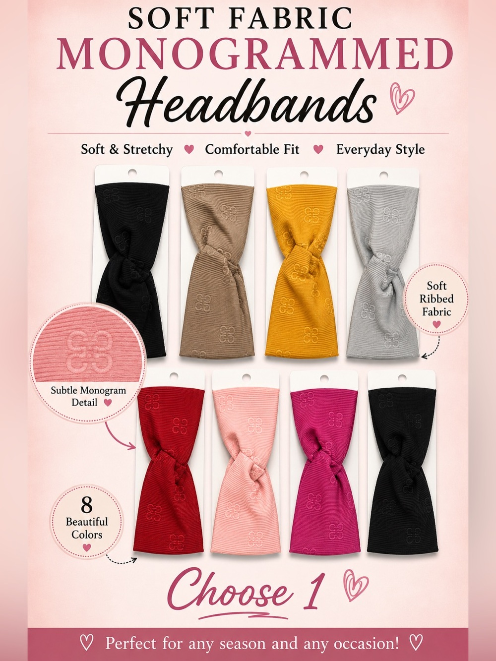 Fashion Ribbed Knot Headband - Multiple Colors - Choose 1